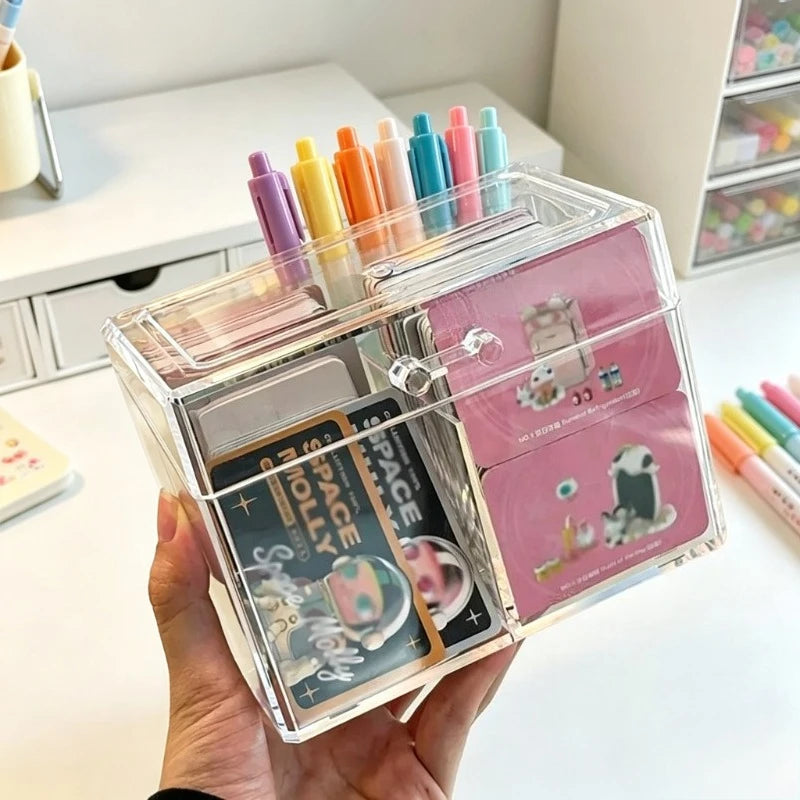 Organizador escalonado con cubos acrílicos · 3 niveles · TCG