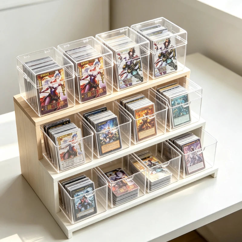 Organizador escalonado con cubos acrílicos · 3 niveles · TCG