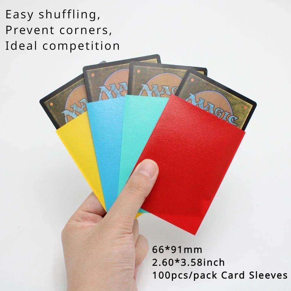 Fundas para cartas TCG 100 uds · Multicolor matte · Magic, Pokémon, Yu-Gi-Oh · 66x91mm