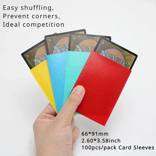 Fundas para cartas TCG 100 uds · Multicolor matte · Magic, Pokémon, Yu-Gi-Oh · 66x91mm